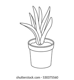 Office plant in th flowerpot icon in outline style isolated on white background. Office furniture and interior symbol stock vector illustration.