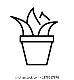 Office plant. Thin line vector icon, isolated on white background. Modern flat style for graphic design, mobile app or web site.