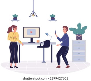 Office playing vector illustration. Balancing work and play in office c lead to greater job satisfaction and employee engagement Incorporating elements play into workplace c create more joyful