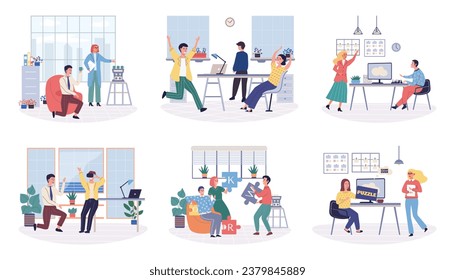 Office playing vector illustration. The office c be place for both work and play, allowing employees to find enjoyment in their tasks Playing in workplace c enhance employee satisfaction and foster