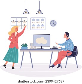 Office playing vector illustration. Finding amusement in office activities c foster positive and energized work environment Engaging in pastime activities during breaks c contribute to happy