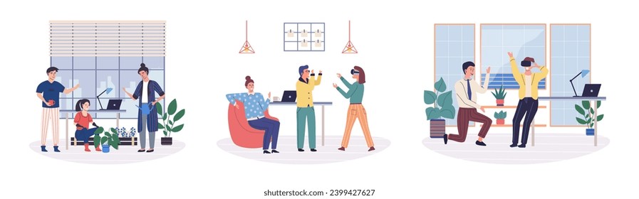 Office playing vector illustration. Infusing fun into workplace c create vibrant and engaging environment for employees Games and entertainment in office c provide break from routine tasks and promote