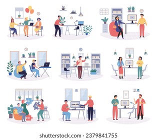 Office playing vector illustration. Playful actions and activities in office c boost creativity and encourage innovative thinking Fooling around in workplace c be way to relieve stress and promote