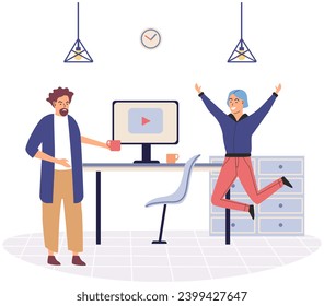 Office playing vector illustration. Recreation and enjoyment during office breaks c contribute to sense comfort and relaxation Finding amusement in office activities c foster positive and energized