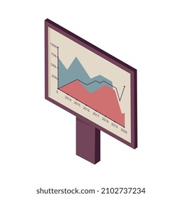 Placa de presentación de Office con gráfico de negocios Icono Iométrico 3d ilustración vectorial