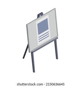 Office presentation white board with paper isometric icon 3d vector illustration