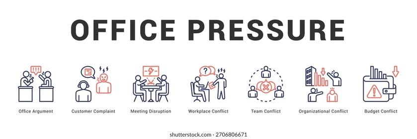 Ilustración de Anuncio de Web moderno y limpio con iconos temáticos para la comunicación visual
