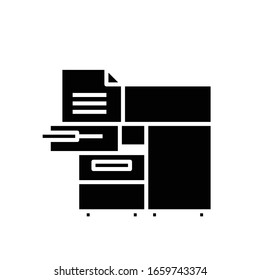 Office printer black icon, concept illustration, vector flat symbol, glyph sign.