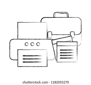 office printer business briefcase and note paper