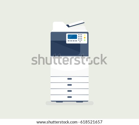 Office Printer copier. Isolated Flat Vector Illustration