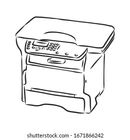 Bürodrucker, Vektorillustration-Skizze 