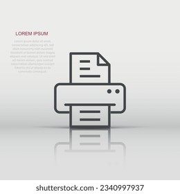 Office printer icon in flat style. Fax vector illustration on white isolated background. Text printout business concept.