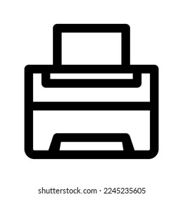 Office printer icon line isolated on white background. Black flat thin icon on modern outline style. Linear symbol and editable stroke. Simple and pixel perfect stroke vector illustration