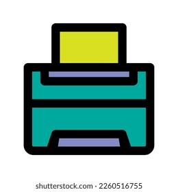 Office printer icon line isolated on white background. Black flat thin icon on modern outline style. Linear symbol and editable stroke. Simple and pixel perfect stroke vector illustration