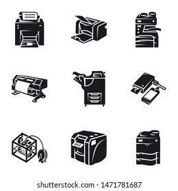 Office printer icon set. Simple set of 9 office printer vector icons for web design isolated on white background