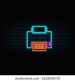 Icono de la impresora de oficina signo y Vector. neón style.esc concepto de logotipo de la impresora. Vector del icono de la impresora..
