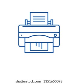 Office printer line icon concept. Office printer flat  vector symbol, sign, outline illustration.