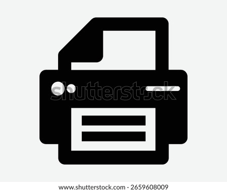 Office Printer Printing Equipment Print Object Fax Machine Inkjet Computer Paper Document Doc Black White Icon Sign Symbol Vector Illustration Artwork