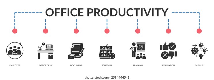 Office Productivity Banner Web Icon Vector Illustration. Can Be Used To Create Any Design.