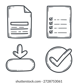 Ícones de Produtividade do Office e Lista de Verificação - Documento, Lista, Download e Verificação