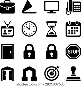 office and productivity symbols with clear visual elements for business and work