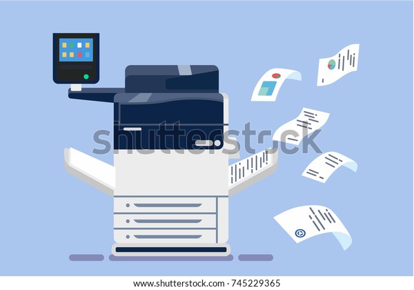 Office professional multi-function printer\
scanner. Isolated flat\
illustration