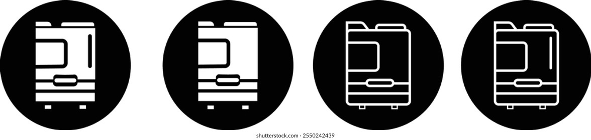 Office professional printer set icon. line and glyph version, Document copier outline and filled vector sign. linear and full pictogram. Symbol logo design elements isolated on transparent background.