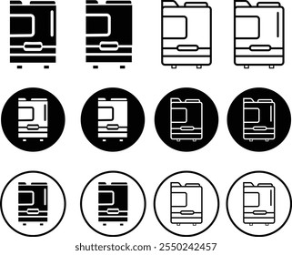 Office professional printer set icon. line and glyph version, Document copier outline and filled vector sign. linear and full pictogram. Symbol logo design elements isolated on transparent background.