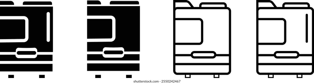 Office professional printer set icon. line and glyph version, Document copier outline and filled vector sign. linear and full pictogram. Symbol logo design elements isolated on transparent background.