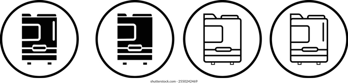 Office professional printer set icon. line and glyph version, Document copier outline and filled vector sign. linear and full pictogram. Symbol logo design elements isolated on transparent background.