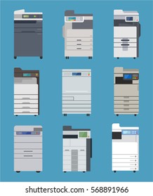 office public printer fax machine vector illustration flat design