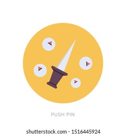 Office push pin icon - From Map, Navigation. Yellow theme concept