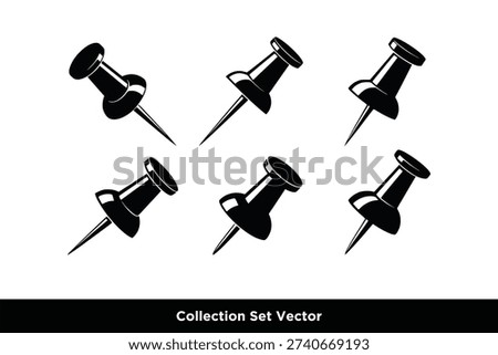 Office Push Pin and Thumb Tack Vector Set
