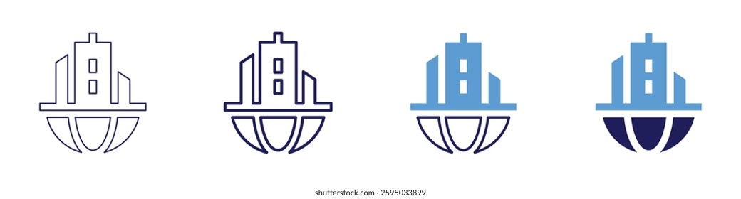 Office real estate icon in 4 different styles. Thin Line, Line, Bold Line, Duotone. Duotone style. Editable stroke.