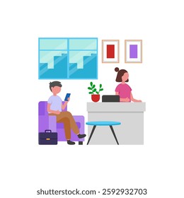 Office Reception cartoon character vector illustration