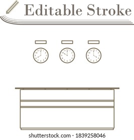 Ícone do Office Reception Desk. Design simples editável de traçado. Ilustração de vetor.