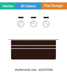 Office reception desk icon. Flat design. Vector illustration.