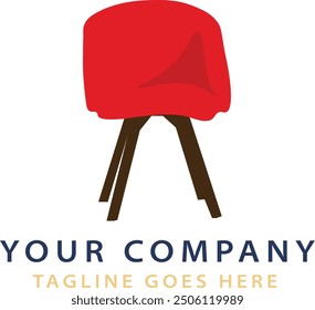 Office Red Chair Simple Flat Style