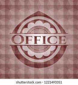 Office red emblem or badge with geometric pattern background. Seamless.