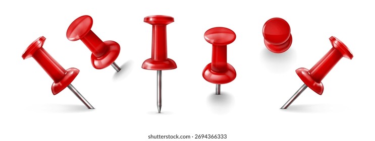 Office red pin realistic vector style collection