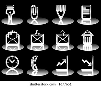Office related black and white icon-set