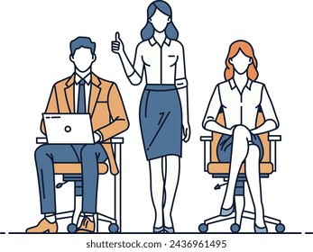 Office related concept people design. outline vector illustration.