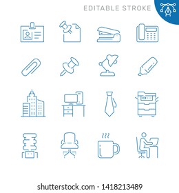 Office related icons. Editable stroke. Thin vector icon set