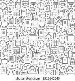 Office related seamless pattern with line icons