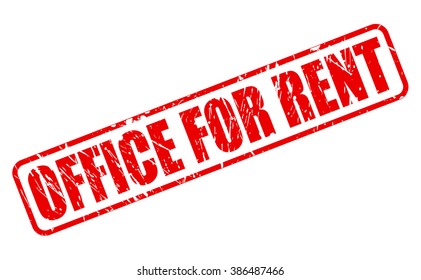 OFFICE FOR RENT RED STAMP TEXT ON WHITE