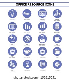 Office resource icons,Blue circle version,vector