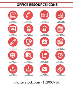 Office resource icons,Red circle version,vector