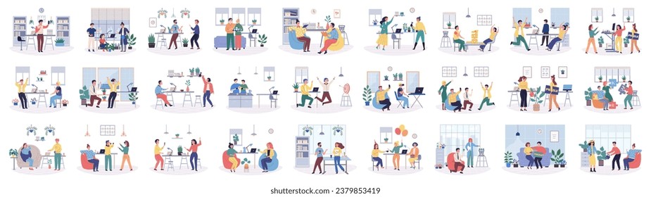 Office rest vector illustration. Engaging in pastime activities during breaks brings delight and happiness to office The office rest concept highlights value creating peaceful and rejuvenating