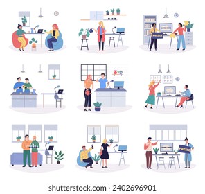 Office rest vector illustration. Incorporating entertainment into office rest areas enhances employee enjoyment during breaks Taking moments for rest and enjoyment in workplace contributes to overall