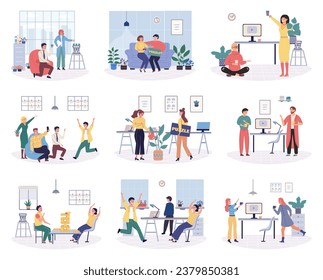 Office rest vector illustration. Taking breaks in office allows for moments rest and relaxation Resting in workplace can help employees feel rejuvenated and ready to tackle their tasks After busy day